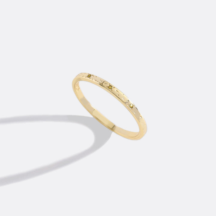 Narrow Textured Gold Birthstone Band