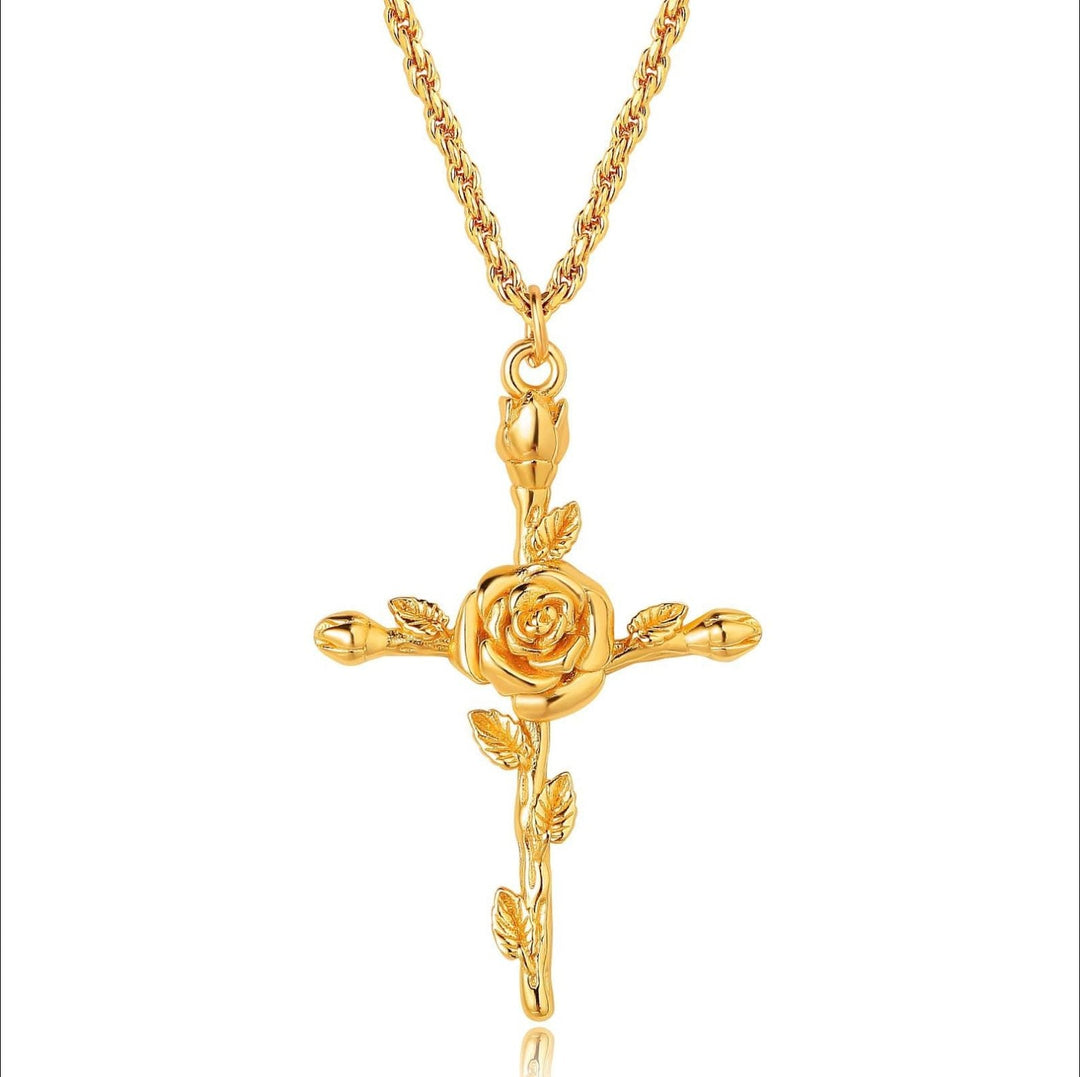 Bloemenkruis Hanger Ketting