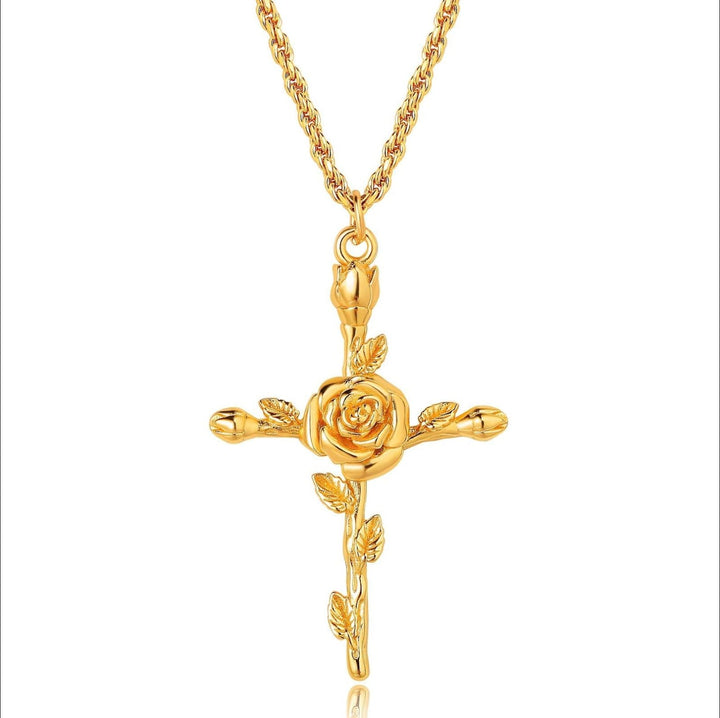 Bloemenkruis Hanger Ketting