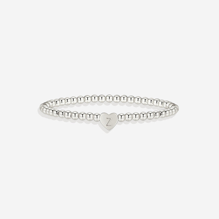 Gold Beaded Bracelet with Heart Initial