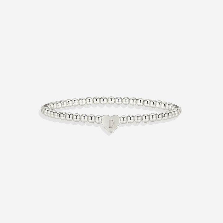 Gold Beaded Bracelet with Heart Initial