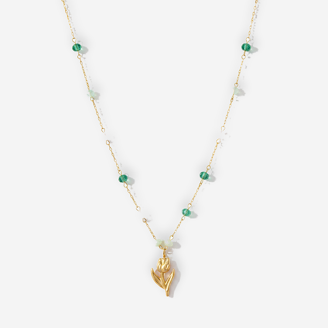 Golden Tulip Pearl Necklace