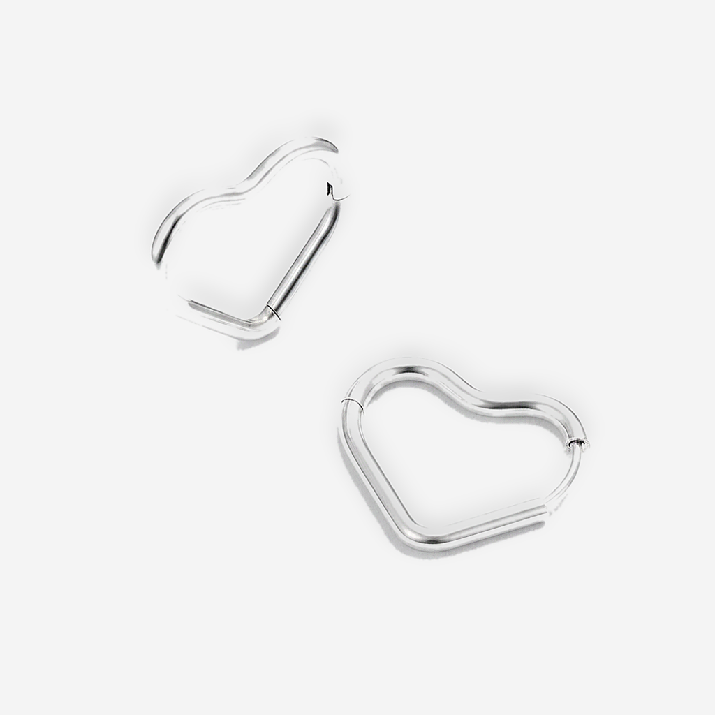 Lumi Heart Silver Hoops