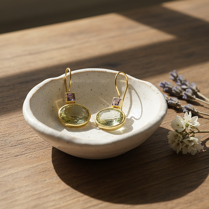 Pendientes Vintage Verdes de Oro