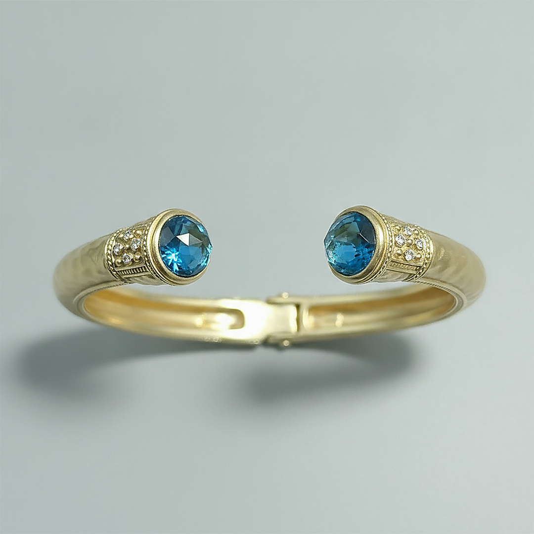 Pulseira Vintage de Safira Azul