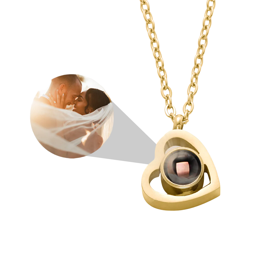 Collar con foto en forma de corazón personalizado