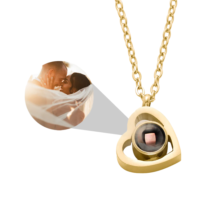 Collar con foto en forma de corazón personalizado