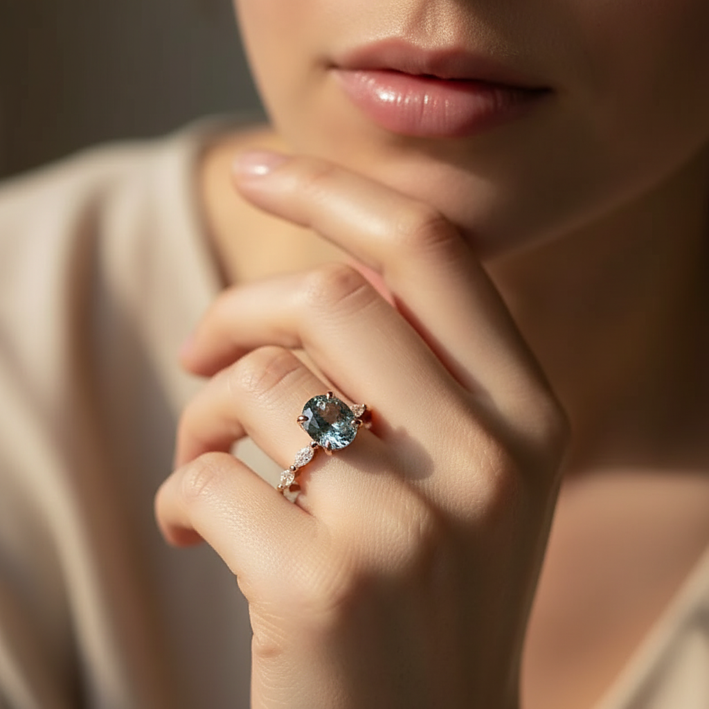 Anello Fleur con zaffiro