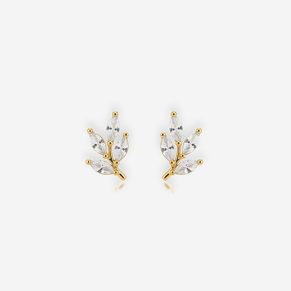 Ivy Crystal Leaf Studs