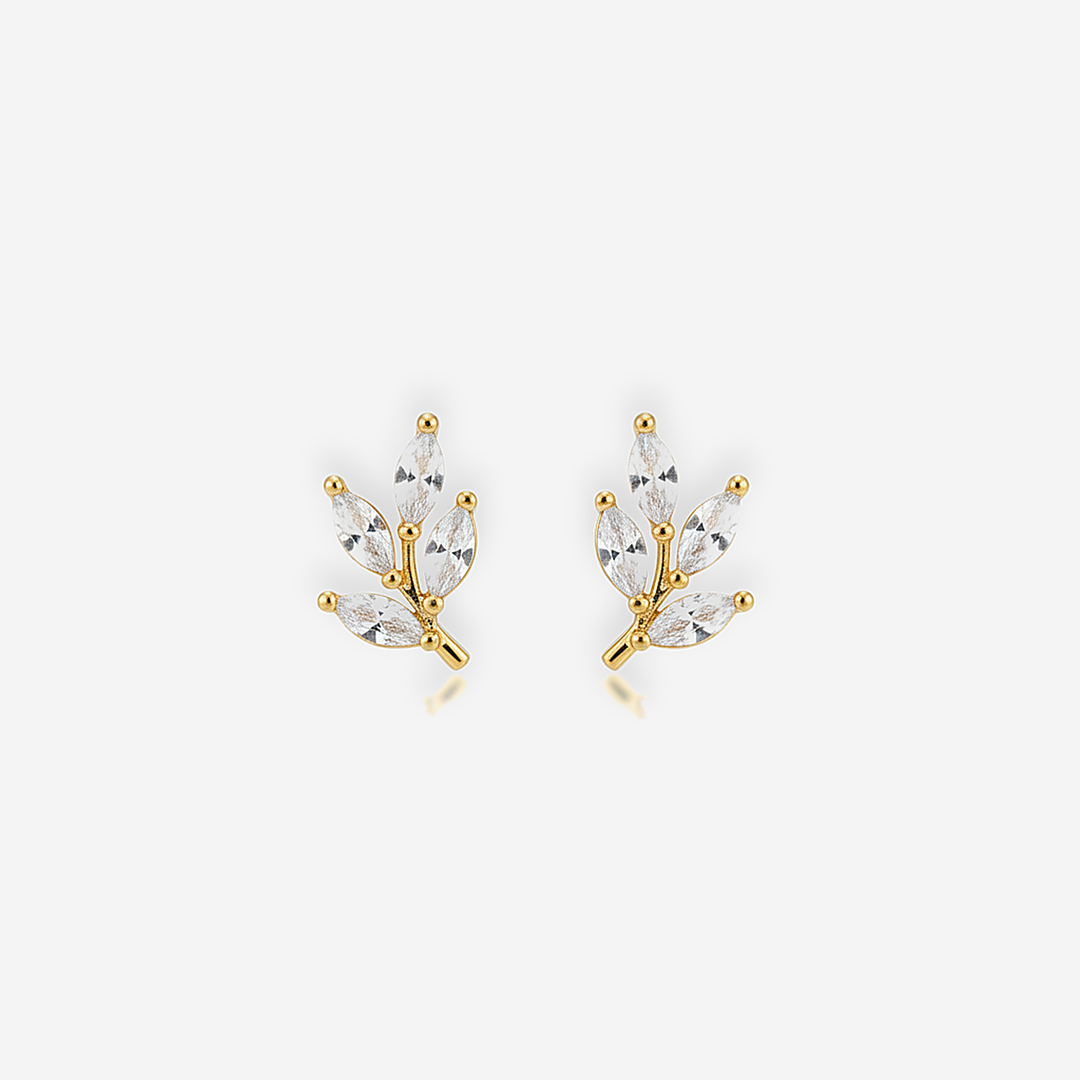 Ivy Crystal Leaf Studs