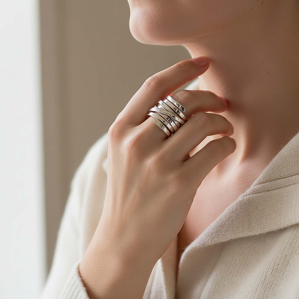 Hazel ring worn