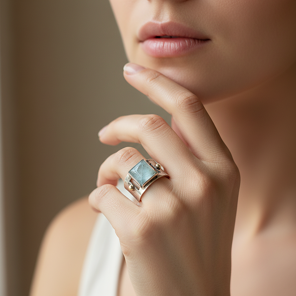 Anillo Giada de piedra lunar
