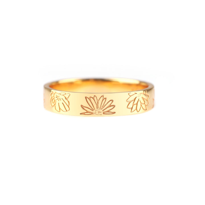 Personalized Stamped Flower Ring