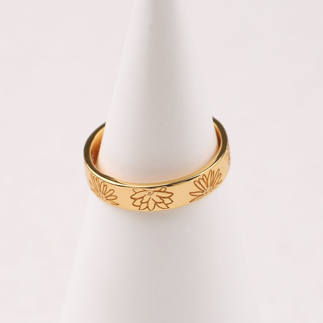Personalized Stamped Flower Ring
