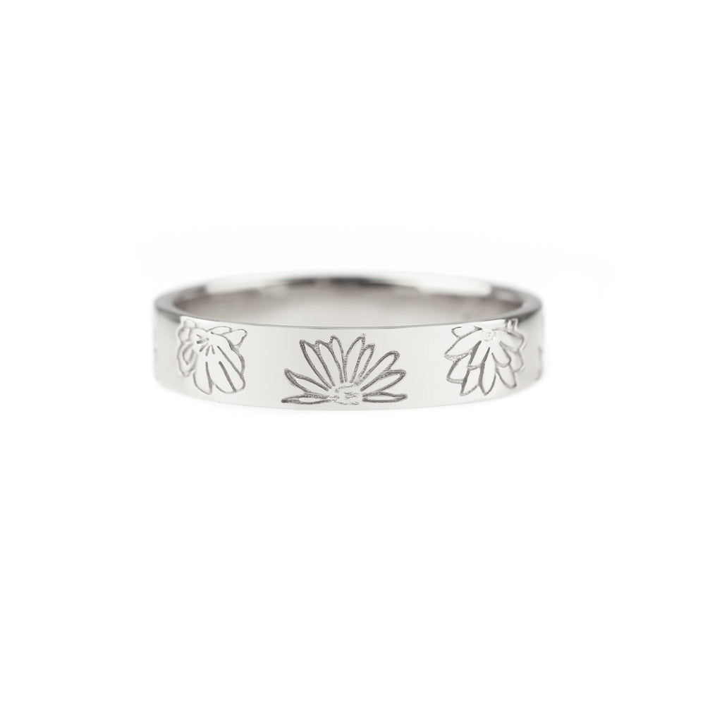 Personalized Stamped Flower Ring