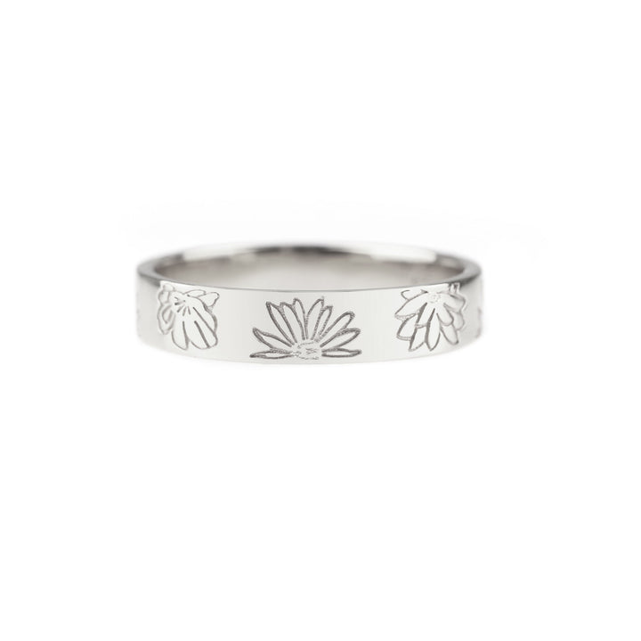 Personalized Stamped Flower Ring