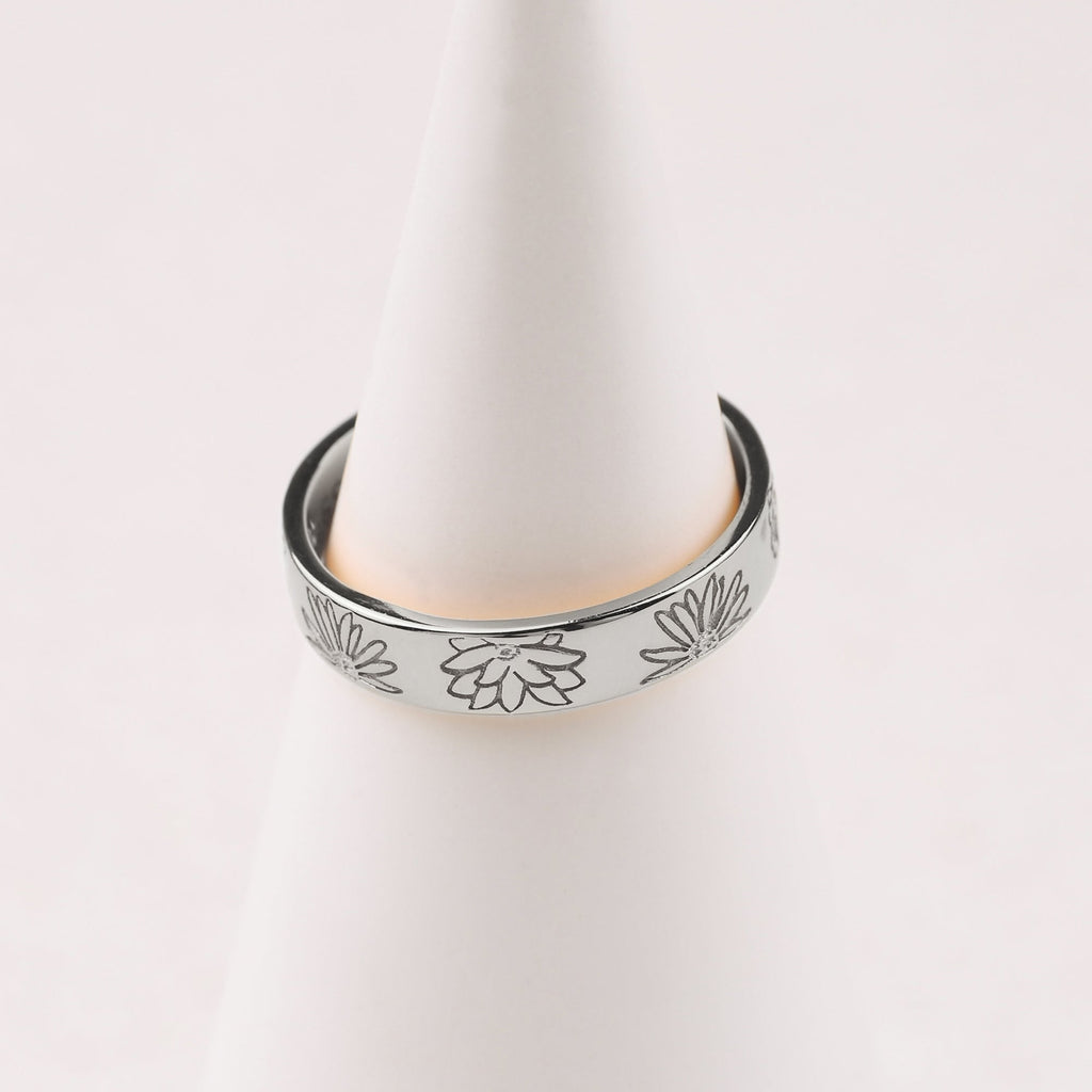 Personalized Stamped Flower Ring