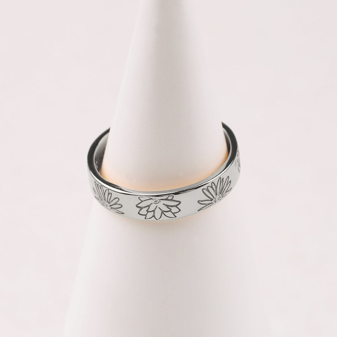Personalized Stamped Flower Ring