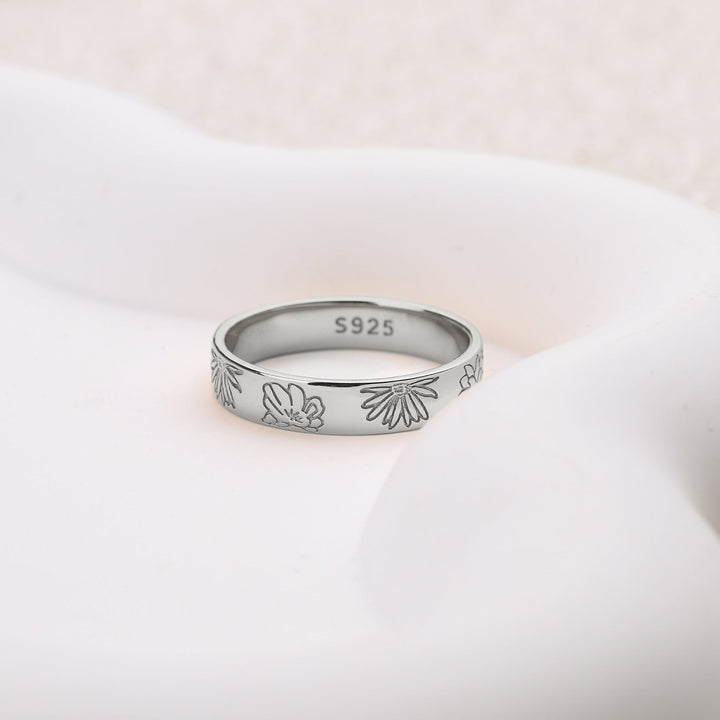 Personalized Stamped Flower Ring