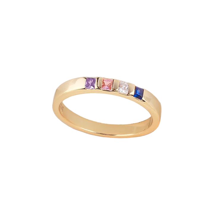 Princess-Cut Birthstone Band Ring