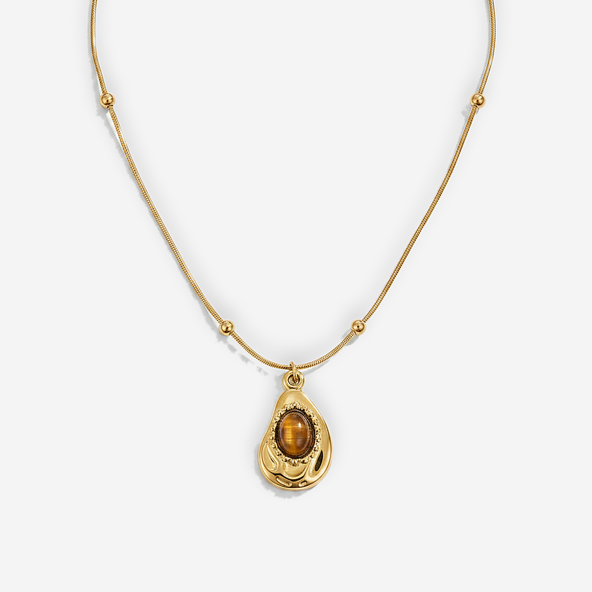 Tiger Stone Pendant Necklace