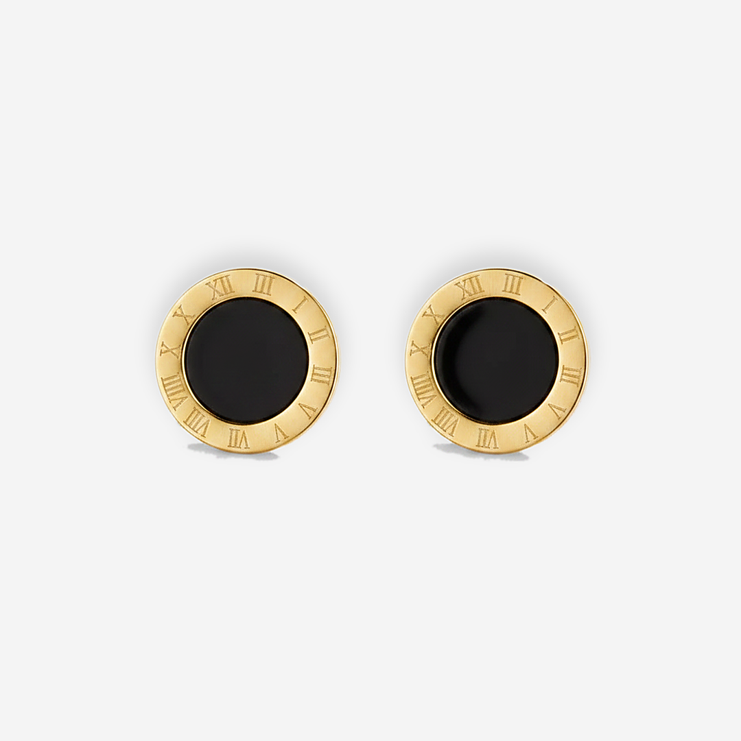 Azalea Black Button Studs