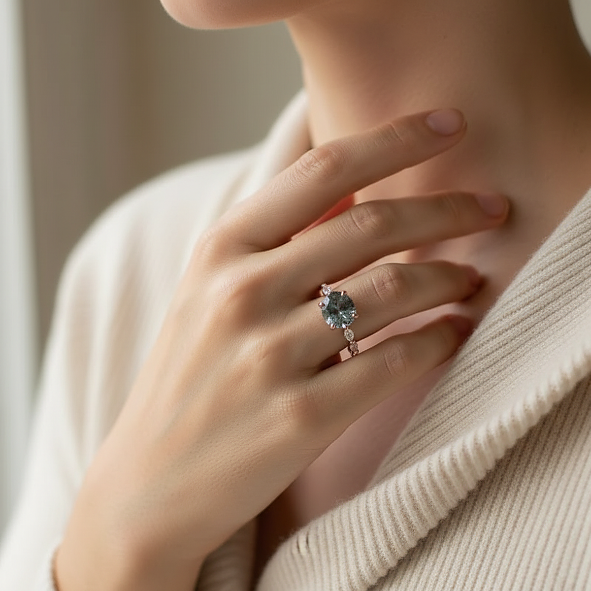 Anello Fleur con zaffiro