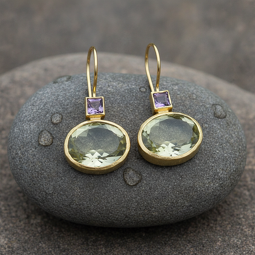 Pendientes Vintage Verdes de Oro