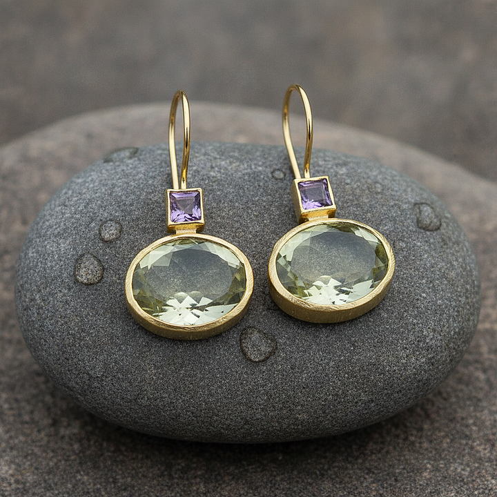 Pendientes Vintage Verdes de Oro