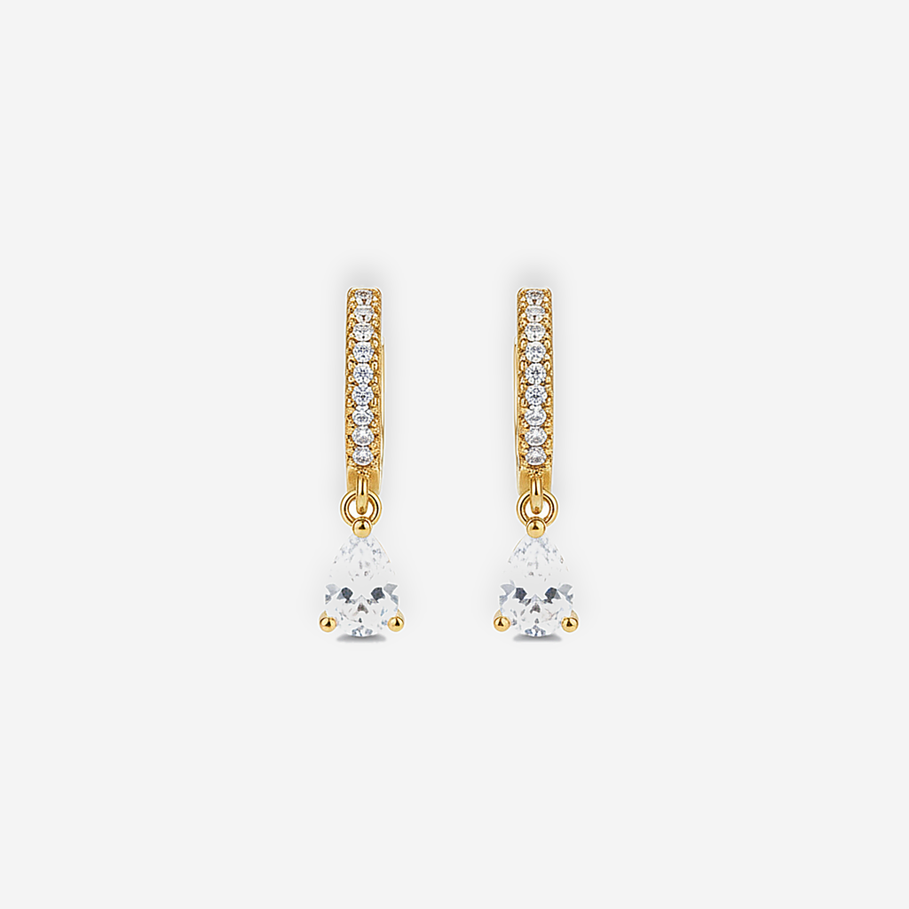 Ivory Crystal Gold Hoops