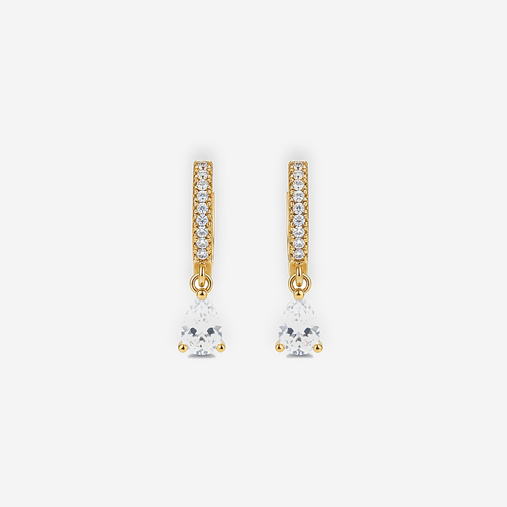 Ivory Crystal Gold Hoops