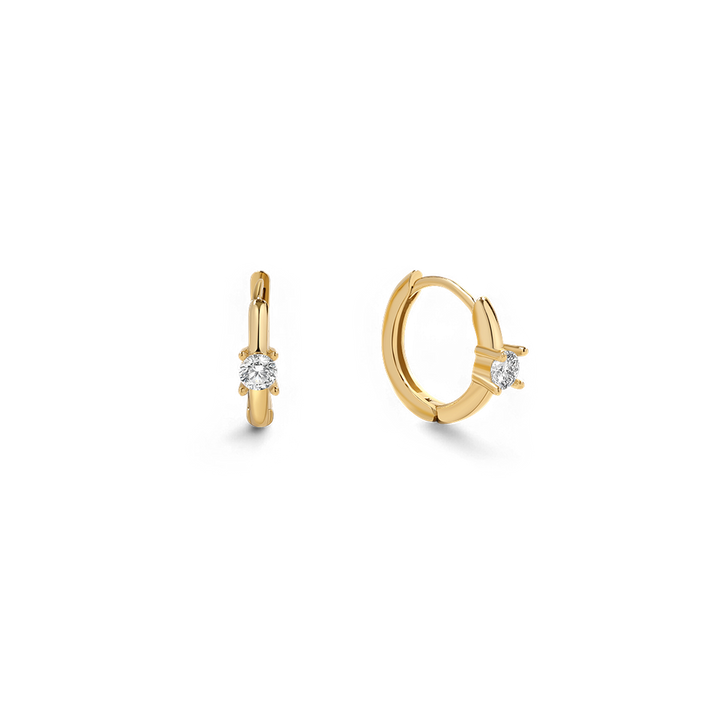 Boucles d’oreilles huggie délicates avec pierre unique
